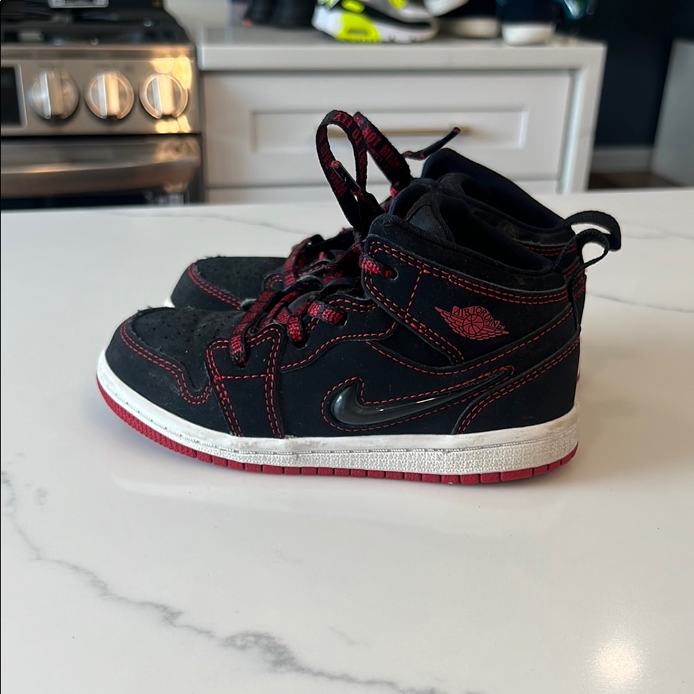 Jordan Black and Red High-Top Sneakers